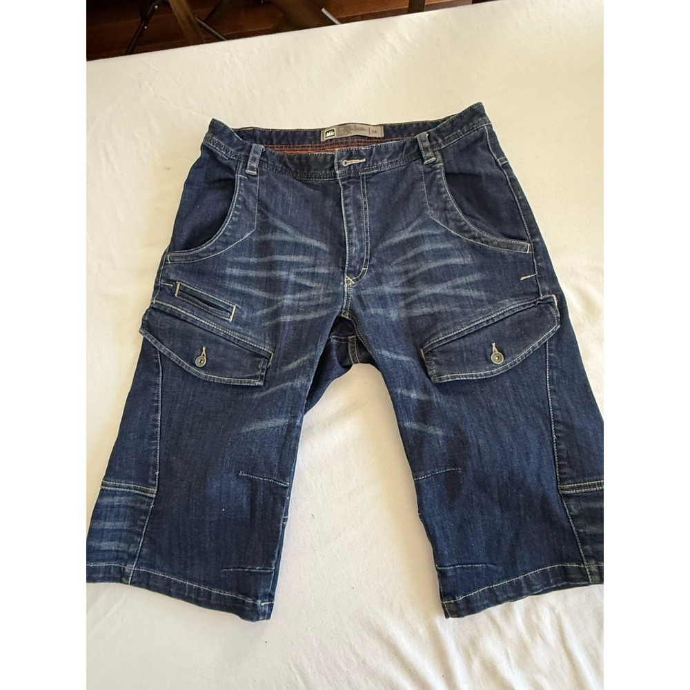 Vintage REI Men's Denim Cargo Shorts Dark Wash Size 34